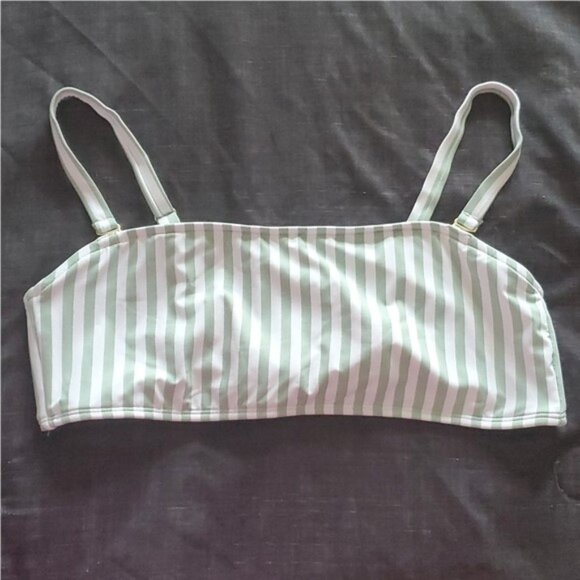 We Wore What Green and White Striped Bikini Top - Picture 2 of 5